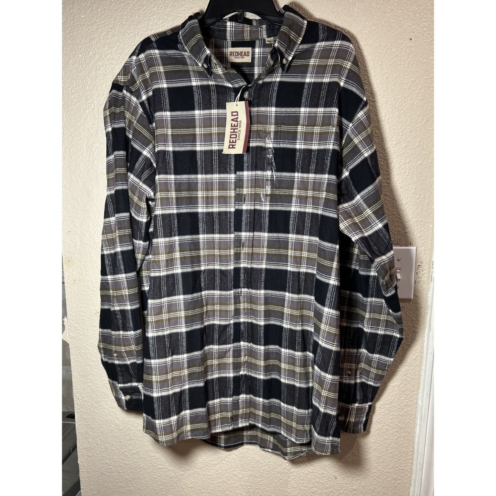 NWT RedHead  Men's Plaid Brown Flannel Shirt Size Large XLT